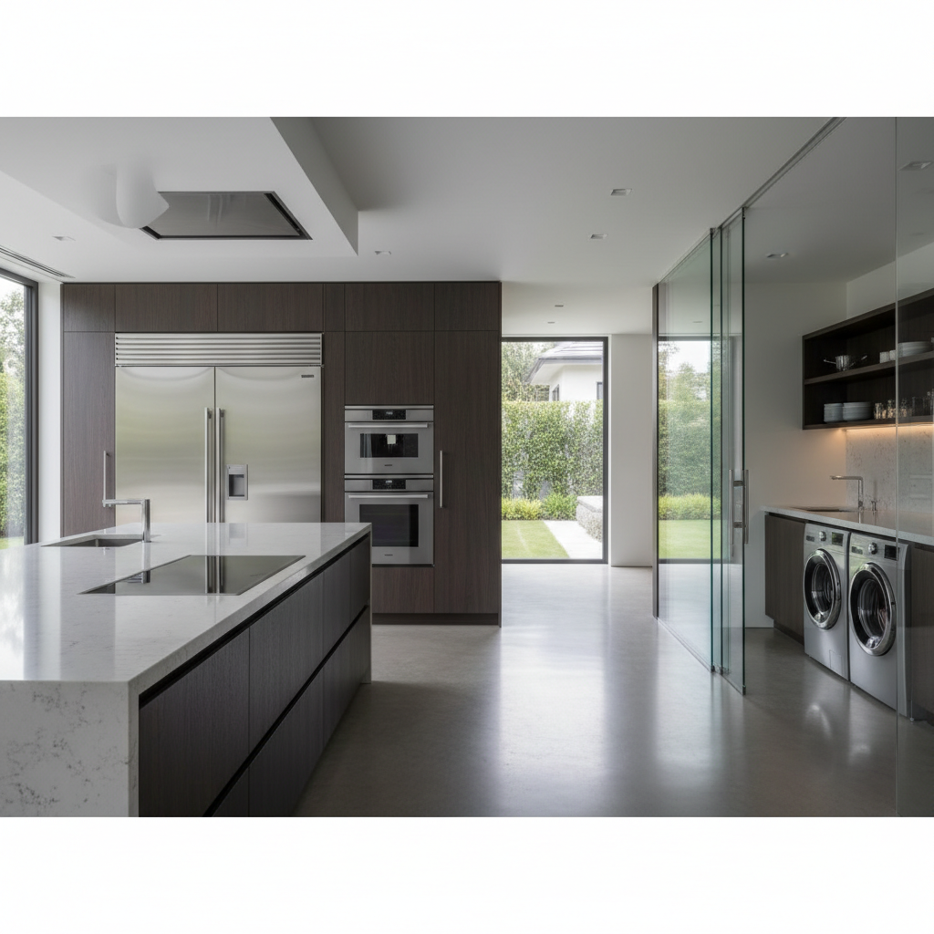 Premium kitchen and laundry appliances in a luxury home